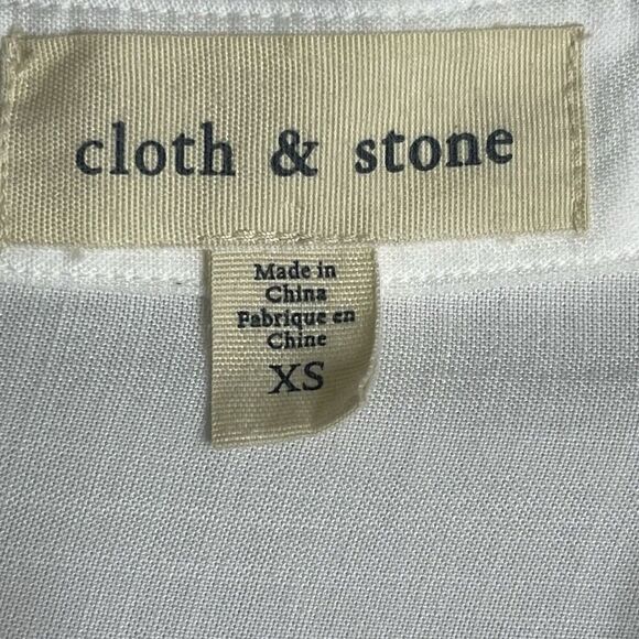 Cloth & Stone Anthropologie Sz XS Tiered Peplum Blouse Frayed 100% Tencel White - Picture 9 of 12